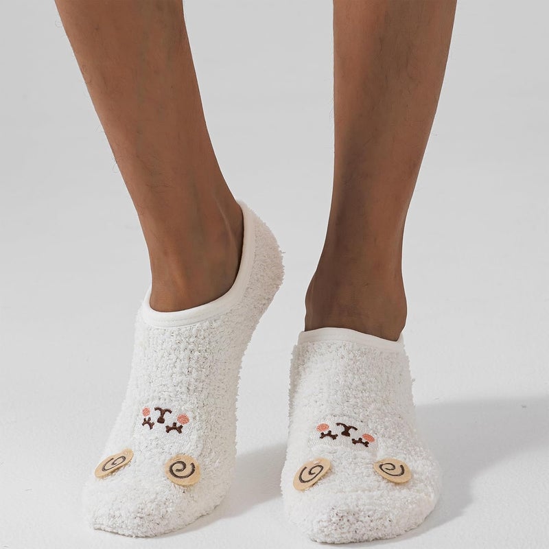 AmazingStone 3Pairs Cozy Winter Fuzzy Socks for Women With Grip Anti-Slip Fluffy Plush House Warm Ankle Socks - Image 2